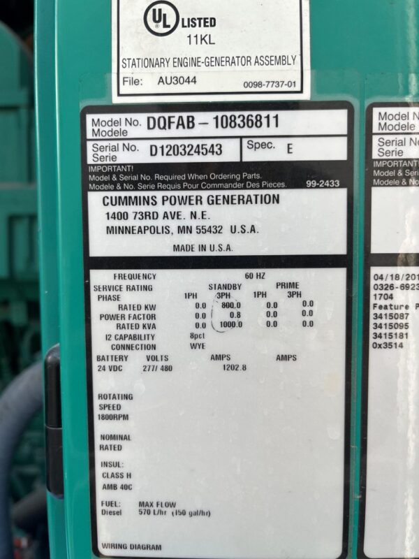 CUMMINS QST30-G5 800KW - Image 3